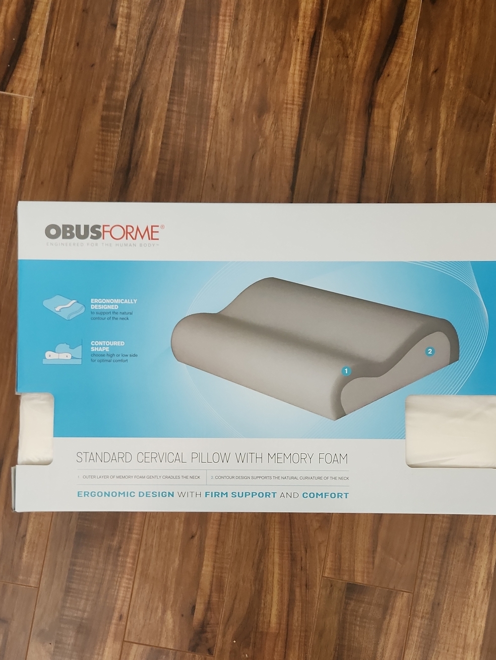NWT ObusForme Standard Cervical Memory Foam Pillow - Gray